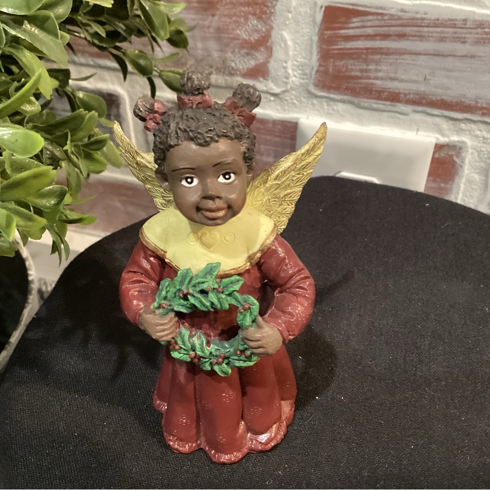 🔴 Precious little Angel Girl with her hair up in bows holding a wreath